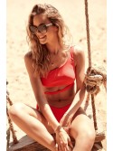 Two-piece asymmetrical coral swimsuit K17 - Online store - Boutique